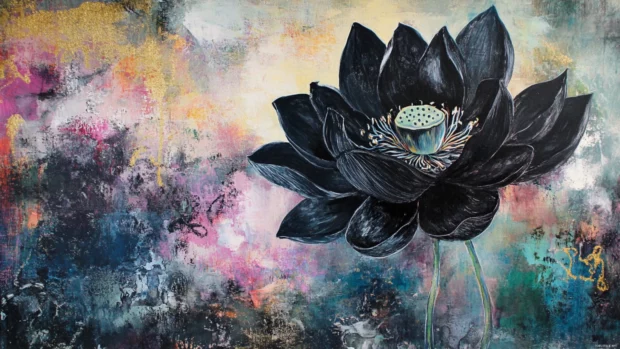 Black lotus in full bloom.