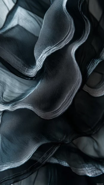 Black silk fabric folds captured in soft lighting.