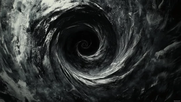 Black spiral vortex in space.