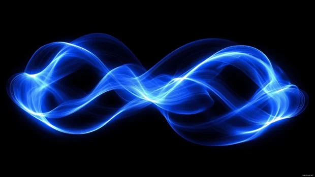 Blue neon wallpapers, Glowing blue neon lines forming abstract shapes on black background.