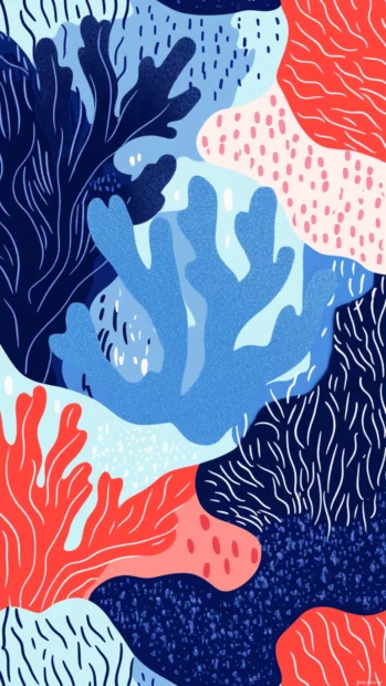 Blue waves and coral shapes blended into a Preppy Summer design.