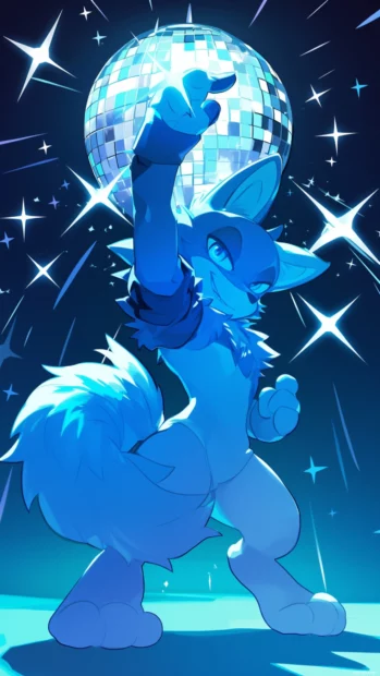 Bluey breakdancing under a disco ball.
