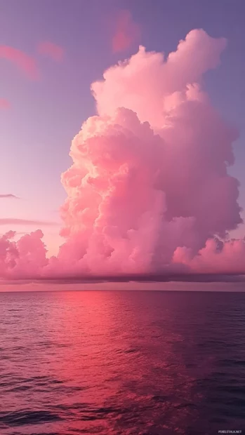 Blush pink clouds at Pretty Sunset above sea inspired by Pretty pink sunset wallpaper.