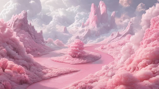 Blush pink river meandering through a girly fantasy world.
