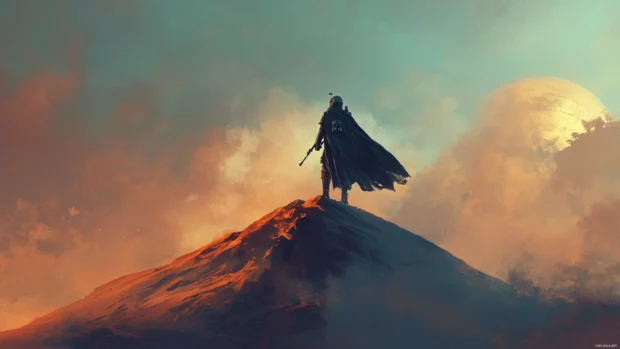 Boba Fett standing on a dune, strong contender in Star Wars PC wallpapers category.
