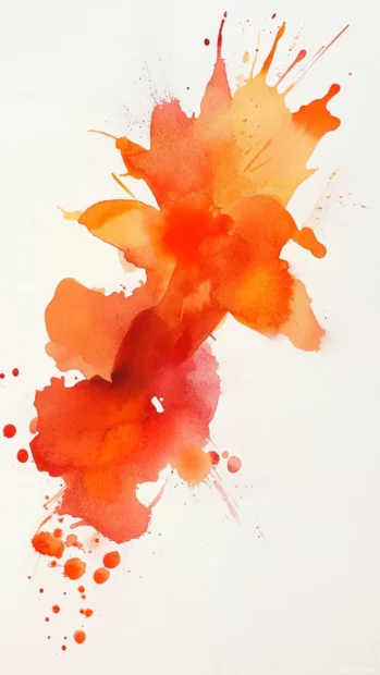 Bold Watercolor Splashes In Warm Orange And Red Hues.