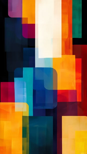 Bold abstract color blocks stacked vertically for a striking effect.