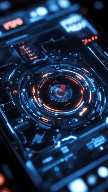 Bold metallic textures shine sharply across the lock screen creating a futuristic look.