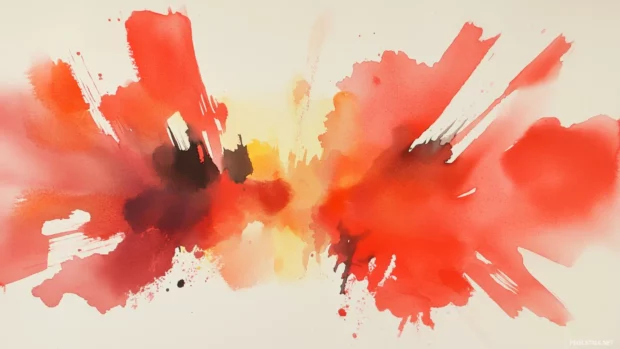 Bold red watercolor background with dynamic, intense splashes.