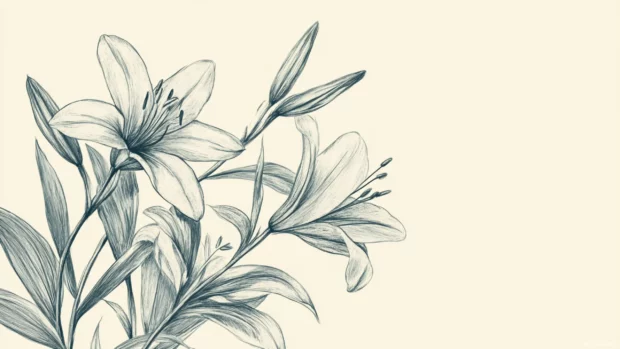 Botanical sketch floral design.