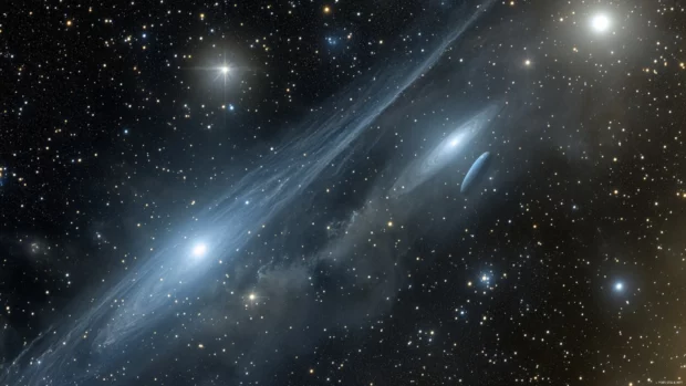Bright comets crossing through stardust, perfect for Space PC Wallpapers usage.