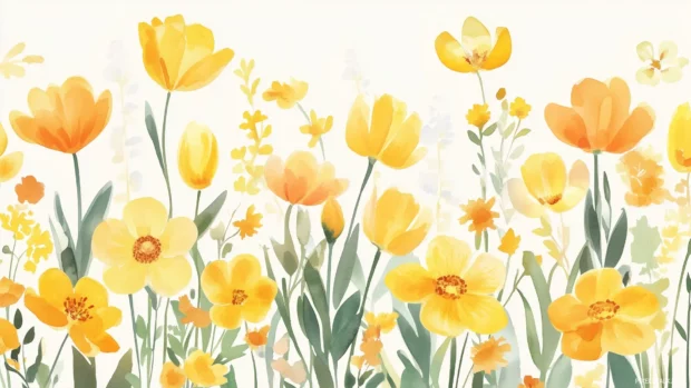 Bright yellow watercolor background with cheerful, sunny tones.
