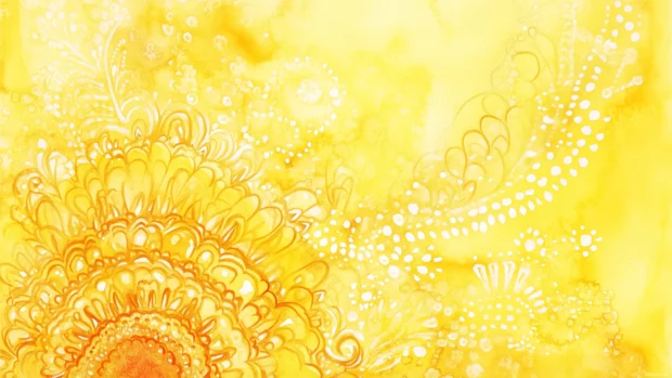 Bright yellow watercolor background with sunny tones.