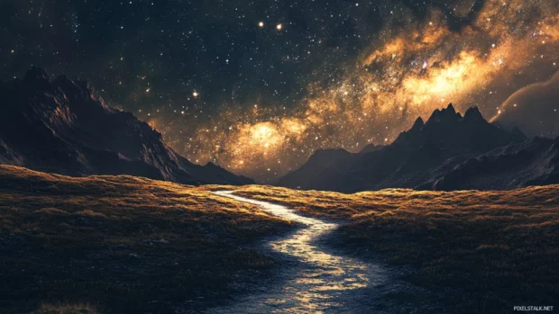 Broken paths lit by ancient starbeams.
