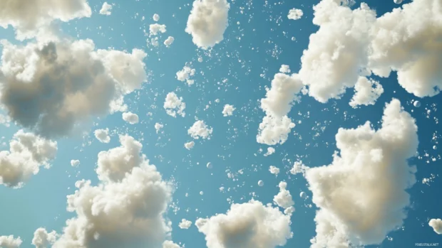 Calm Moving Desktop Wallpapers with drifting clouds and floating particles.