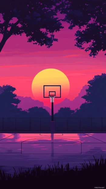 Calm and stylish basketball aesthetic iPhone wallpaper with dusk tones and shadows.