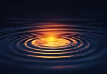 Calming ripple effect created by subtle overlapping neon circles.