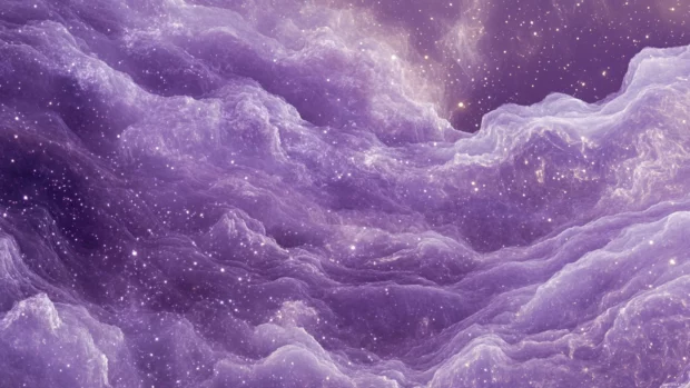 Canyons lost in waves of soft purple galaxies.