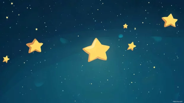 Cartoon shooting stars streak across a magical night sky.