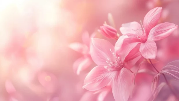 Charming cute girly wallpaper for desktop with floral patterns and soft pink tones.