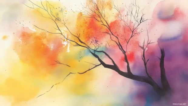 Cheerful yellow watercolor background with bright, sunny tones.
