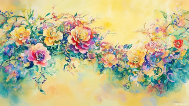 Cheerful yellow watercolor background with bright, sunny tones.