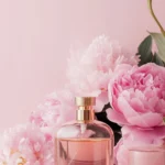 Chic perfume bottles and blush peonies in a stylish pink aesthetic wallpapers.