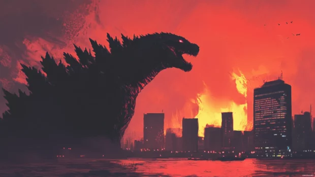City sirens wail in the distance as Shin Godzilla looms in silence.