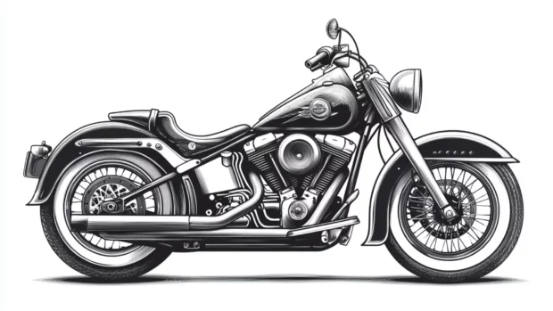 Classic Harley Davidson in monochrome theme.