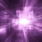 Clean geometric design from intersecting purple neon rectangles.