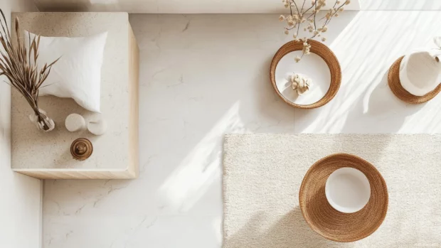 Clean minimalist summer layout with airy design touches.