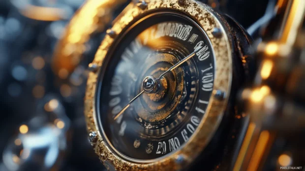 Close up of Harley Davidson speedometer.