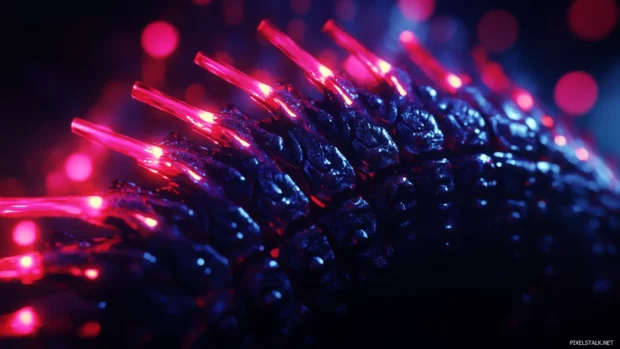 Close up of Supercharged Godzillas glowing spines in a high resolution HD wallpaper.