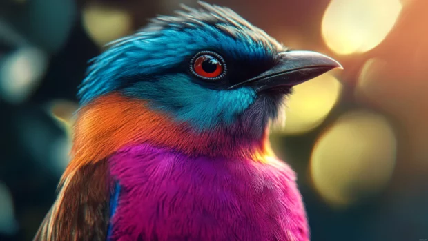 Close up of a colorful tropical bird best used for 8K desktop wallpapers.