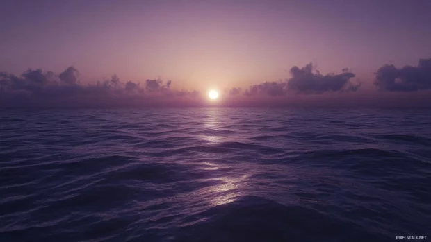 Close up of gentle ocean ripples under twilight, atmospheric ocean wallpaper for PC.
