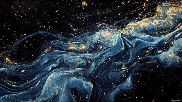 Cold rivers winding under a black starry vault.