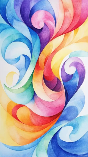 Colorful Abstract Watercolor Swirls Creating A Dynamic Background.