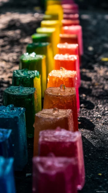 Colorful popsicles lined up perfectly to show off Summer Vibes.