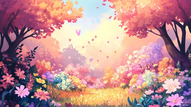 Colorful pretty garden full of blooming flowers inspired by Cute pretty background for computer.