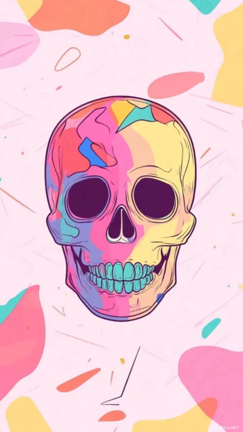 Colorful skull iPhone wallpapers and in candy palette with urban lines.