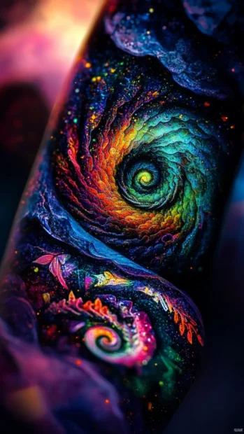 Colorful smoke waves and spiral illusions floating in space for high resolution Trippy iPhone Wallpapers.