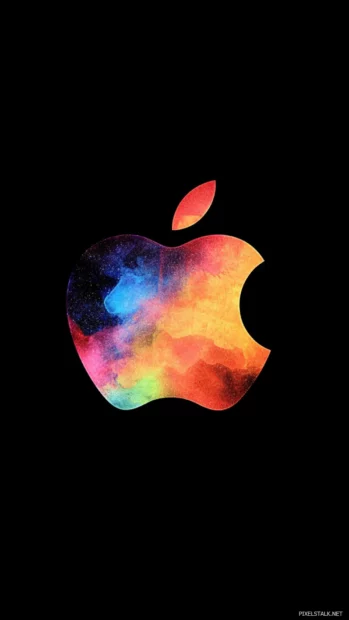 Cool Apple wallpaper colorful galaxy apple logo aesthetic.