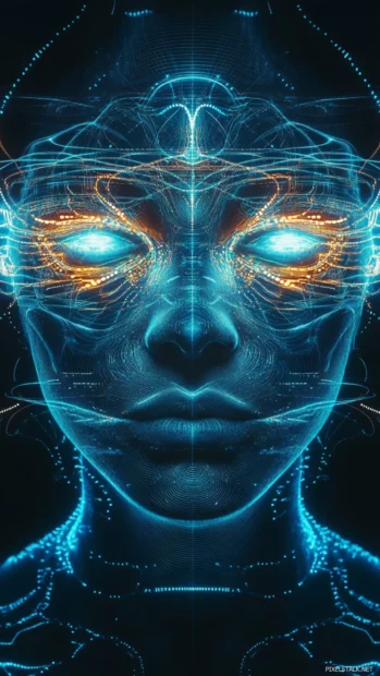 Cool Lock screen Wallpapers with futuristic neon lines curving in symmetry.