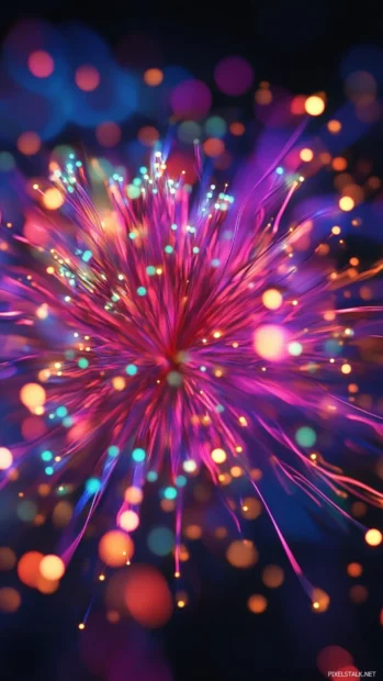 Cool Moving Wallpapers showcasing neon particle bursts in motion.