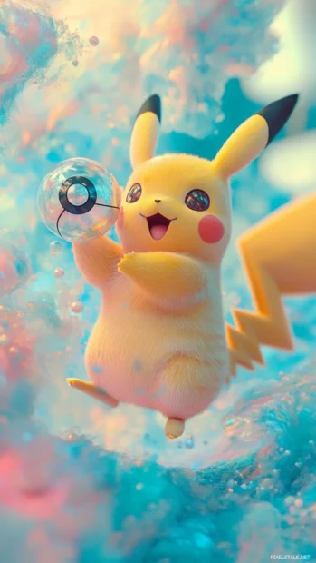 Cool Pikachu Wallpapers in pastel tones where Pikachu casually spins a Poké Ball on his finger.