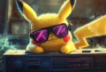 Cool Pikachu Wallpapers of Pikachu leaning on a boombox with electric shades and a smirk.