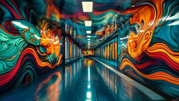 Cool Trippy Wallpapers with waves of chromatic distortion and bending reflections.