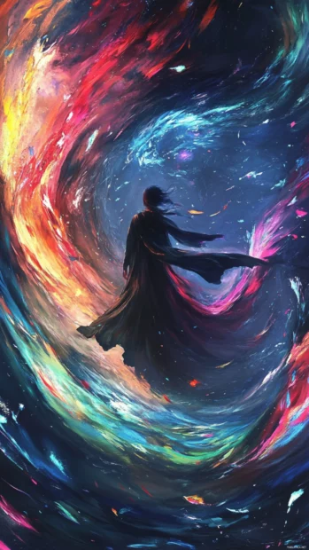 Cool abstract waves sweep across the lock screen blending vibrant colors with smooth curves.