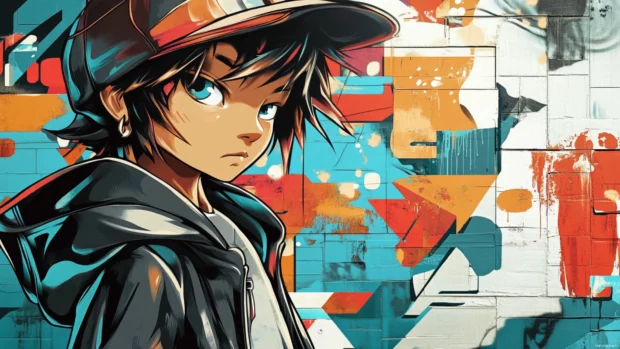 Cool boy wallpaper with graffiti background and urban swag.