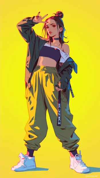 Cool cartoon character wallpapers showing edgy fashion and attitude poses.